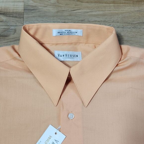 🔹️NWT Van Heusen Mango Button Wrinkle Free Long Sleeve Shirt Medium - Picture 3 of 12